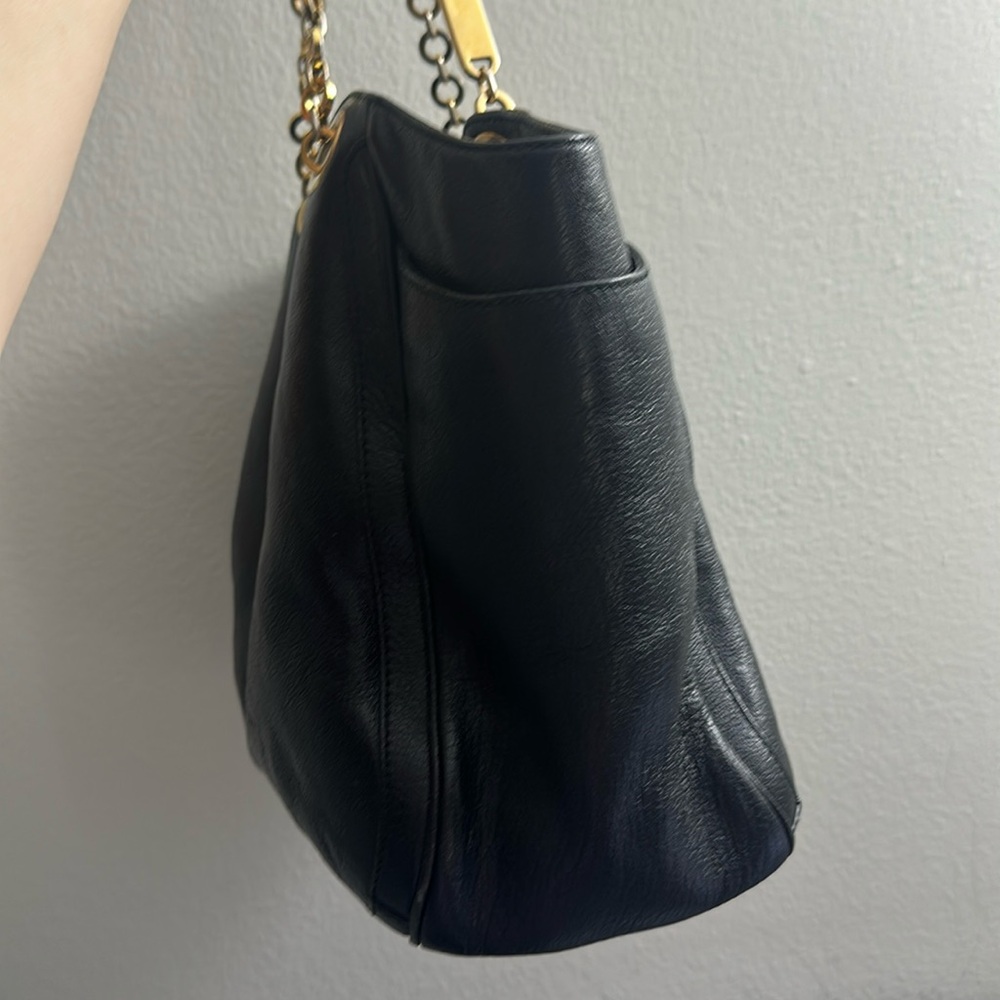 Salvatore Ferragamo Black Satchel with Gold Accents - Picture 6 of 13